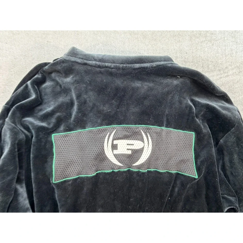 Youth Phat Farm Zip Up Jacket Black Green Size Large 14/16